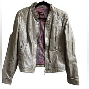 Danier metallic leather bomber moto full zip jacket - medium